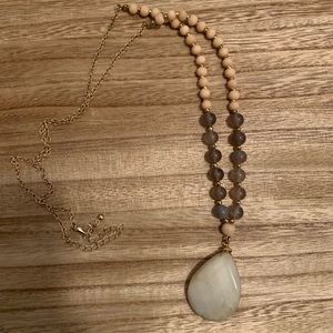 Neutral Color, Tear Drop Stone Necklace
